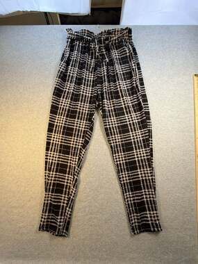 Shosh Black and White Plaid Paperbag Pants Size 10